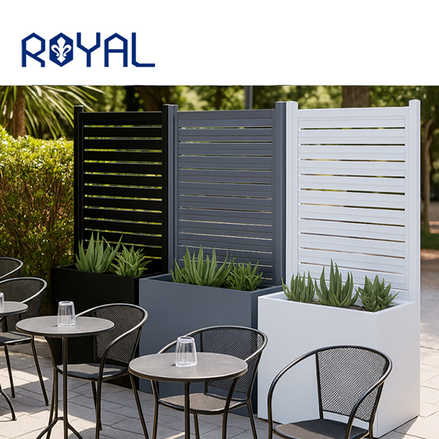 aluminum planter box with slat panels built using aluminum slat channel