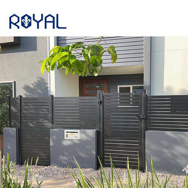aluminum slat gate panel using slat channel system for modular gate construction