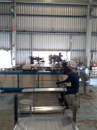 Team collaboration area with aluminum product samples