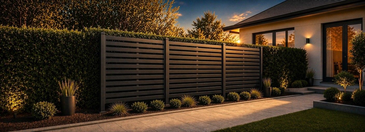Modern aluminum privacy fence for outdoor living spaces in 2026